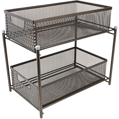 Sorbus 2 Tier Organizer Baskets with Mesh Sliding Drawers Bronze