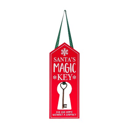 Evergreen "Santa's Magic Key" Wood Door Hanger