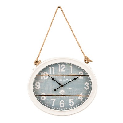 Yosemite Home Decor at The Beach White Roped Wall Clock,White, Light Blue,Small,CLKE14425017