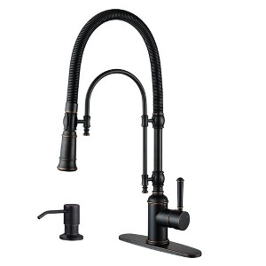 WOWOW Single Handle Pull Down Spring Kitchen Faucet with Soap Dispenser - 1 of 4
