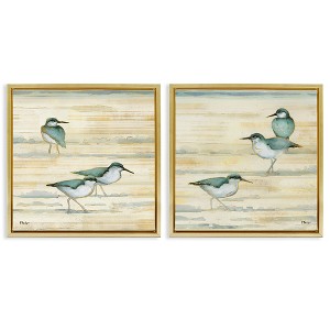 Stupell Industries Sandpipers Abstract Water Shoreline 2pc Floating Frame Art Set, Gold, 18" x 18" - 1 of 4