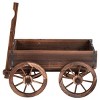 Costway Wood Wagon Flower Planter Pot Stand Garden W/Wheels - 4 of 4