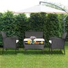 Costway 4PCS Patio Furniture Set Rattan Wicker Conversation Set Outdoor - image 2 of 4