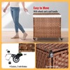 VYNXARIA Laundry Hamper With Lid PE Rattan Powder Coating Frame Clothes Hampers with 02 Removable Bags, Wheels, 160L, Brown Color - 3 of 4