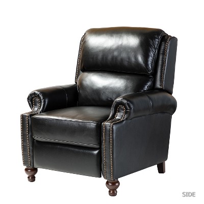 Elisabete Modern Wingback Genuine Leather Recliner with Vintage Nail Head Trim for Living Room and Bedroom  | ARTFUL LIVING DESIGN