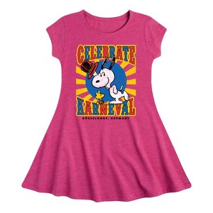 Girls' - Peanuts - Snoopy Celebrate Karneval Fit & Flair Cap Sleeve Dress - 1 of 3