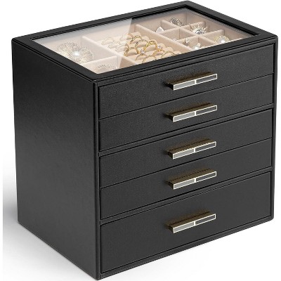 SmallRig Jewelry Box with Glass Lid & 3 Drawers, Cloud White Organizer for Necklaces, Rings & Earrings, Mother's Day Gift