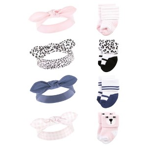 Hudson Baby Infant Girls Headband and Socks Set, Bear Leopard, 0-9 Months - 1 of 4