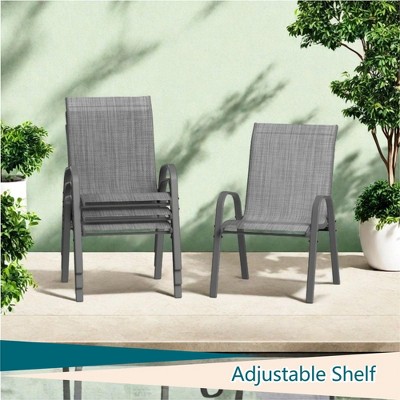 Set of 4 Outdoor Stackable Dining Chairs, Patio Chairs having Metal Frame Textilene, Weather Resistant for Backyard Garden Deck Balcony