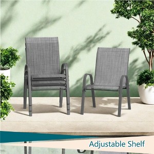 Set of 4 Outdoor Stackable Dining Chairs, Patio Chairs having Metal Frame Textilene, Weather Resistant for Backyard Garden Deck Balcony - 1 of 4