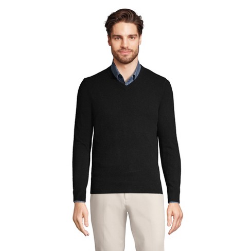 Lands' End Men's Tall Fine Gauge Cashmere V-neck Sweater - Medium Tall ...
