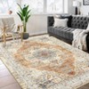 Washable Vintage Oriental Rug Non Slip Low Pile Rug Soft Throw Floor Cover Retro Medallion Foldable Indoor Carpet for Living Room Bedroom Playroom - 3 of 4