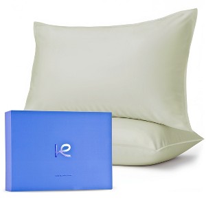 Kickoff 100% Bamboo Viscose Pillowcases Only, Queen, Cooling Breathable, Hidden Zipper, Bedding Pillow Covers (2 Pack, Queen 20"x30", Soft Sage) - 1 of 4