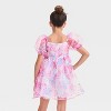 Girls' Hello Kitty Floral Organza Puff Sleeve Valentine's Day Dress - Pink - image 2 of 3