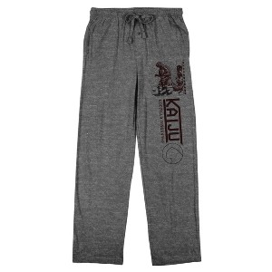 Godzilla Kaiju Men's Heather Gray Sleep Pajama Pants - 1 of 3