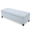 Grungis Contemporary Design Pouf Ottoman Bench with Storage, Versatile Foot Stools Ottoman with Flip-Top Seat for Bedroom, Living Room, Light Blue - 3 of 4