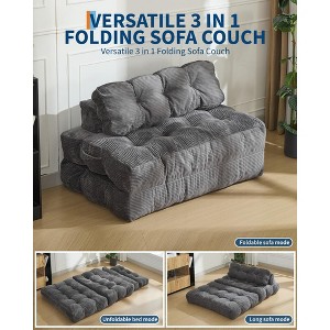 Folding Sofa Bed, Convertible Single Futon Couch Bed with Back Support and Pillow, Portable Fold-Out Chair Bed for Living Room and Bedroom Lounge - 1 of 4