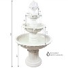 Sunnydaze 52"H Electric Fiberglass 4-Tier Fruit Top Outdoor Water Fountain, White Finish - 3 of 4