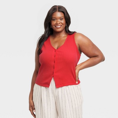 Women's Ribbed Button-Down Vest - A New Day™