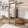 Twin Size Low Loft Bed with Slide, Ladder, Safety Guardrails and Rubber Wood Frame, Gray/White/White Oak-ModernLuxe - 4 of 4