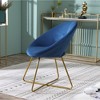 Silky Velvet Upholstered Curved Accent Chair with Gold-Tone Metal Base, Plastic Floor Protectors and Comfortable Seating - 4 of 4