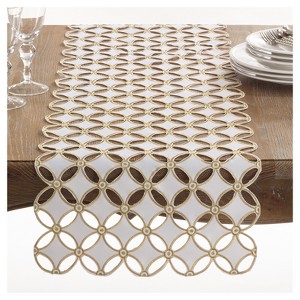 Saro Lifestyle 16"x68" Buche de Noel Design Table Runner Gold - 1 of 3