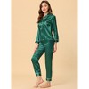 Allegra K Women's Satin Button Down Sleepshirt with Pants Sleepwear Pajama Set - 3 of 4