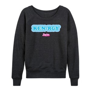 Women's - Barbie - Kenrgy Blue Lightweight French Terry Wide Neck Long Sleeve Shirt - 1 of 4