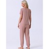 cheibear Women's Modal Soft Sleepwear Short Sleeve Nightwear with Long Sweat Pants Pajamas Set - 3 of 4