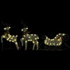 vidaXL Reindeer & Sleigh Christmas Decoration 140 LEDs Outdoor Gold - 3 of 4