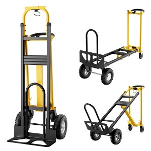 3 in 1 Convertible Hand Truck Dolly, 770 LBS Capacity Aluminum Folding Trolley with Wheels & Elastic Straps, Utility Dolly Cart for Warehouse - 1 of 4