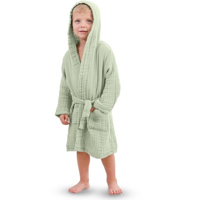Muslin Bath Robe for Kids 100% Cotton, 4-Layer Absorbent Muslin Fabric By Comfy Cubs