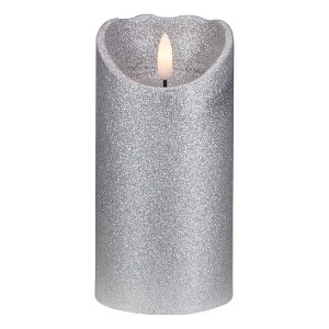 Northlight Lighted LED Flameless Flickering Pillar Christmas Candle - 6" - Silver - 1 of 4