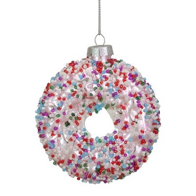 Northlight 3.5" Pink Doughnut with Sprinkles Glass Christmas Ornament