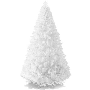 Best Choice Products Premium White Hinged Artificial Christmas Pine Tree w/ Branch Tips, Metal Base - 1 of 4