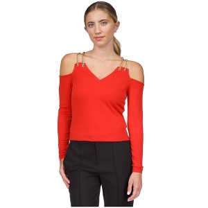 Michael Kors Womens Chain Cold-Shoulder Jersey - 1 of 1
