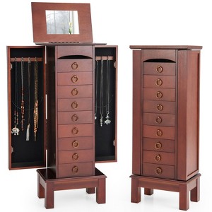Costway Wood Jewelry Cabinet Armoire Storage Box Chest Stand Organizer Indoor Bedroom - 1 of 4