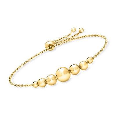Ross-Simons Italian 3.5-8mm 18kt Gold Over Sterling Graduated Bead Bolo Bracelet Size