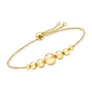 Ross-Simons Italian 3.5-8mm 18kt Gold Over Sterling Graduated Bead Bolo Bracelet Size - 1 of 4