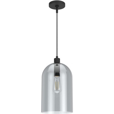 Lochemeade Smoked Glass Farmhouse Pendant Light in Natural Black Iron