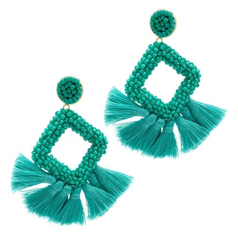Adornia Turquoise Beaded Square Drop Earrings Target