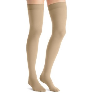 JOBST Opaque Women's 15-20 mmHg Compression Stockings, Thigh Highs w/ Silicone Dot Top Band - 1 of 4