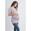 Hello Miz Women's Ribbed Mock Neck Elbow Sleeve Maternity Top - 2 of 4