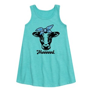 Girls' - Instant Message - Mood Cow Graphic Sleeveless Aline Dress - 1 of 4