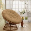 COWLOWN Camel Color Reading Chair with Thick Cushion & Metal Swivel Base, Adjustable Height Rattan Chair for Adults for Living Room, Lounge - 2 of 4