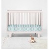Bacati - Aqua Leaves Printed 100 percent Cotton Universal Baby US Standard Crib or Toddler Bed Fitted Sheet - 4 of 4
