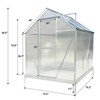 Gulches 6x6x7 Feet Polycarbonate Greenhouse Heavy Duty Aluminum Walk in Kit with Rain Gutter Vent Door Steel Base Backyard Garden - 2 of 4