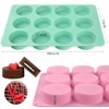 Aoibox Round Chocolate Cookie Silicone Molds, 12-Cavity Cylinder Mold for Candy, Mini Cakes, Jelly Baking, 2-Pack Set - 3 of 4