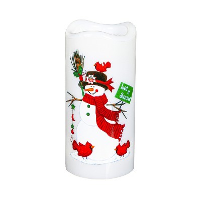 Evergreen LED Snowman Pillar Table Decor with Projected Icons