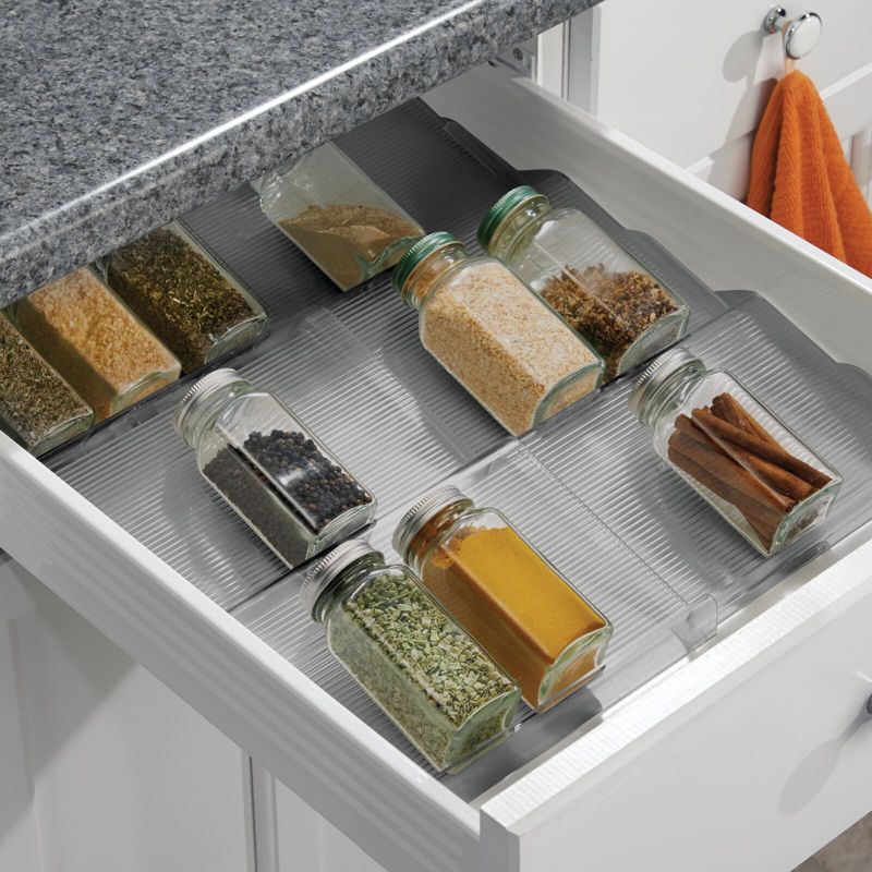 mDesign Expandable Plastic Spice Rack Kitchen Drawer Organizer, 3 Tiers, 2 of 7